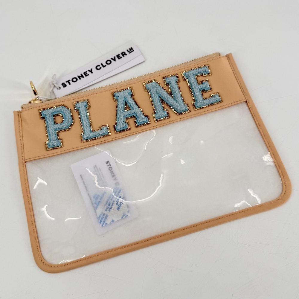 Stoney Clover Lane Plane Clear Flat Pouch Sand Travel Organizer NEW - Picture 1 of 3